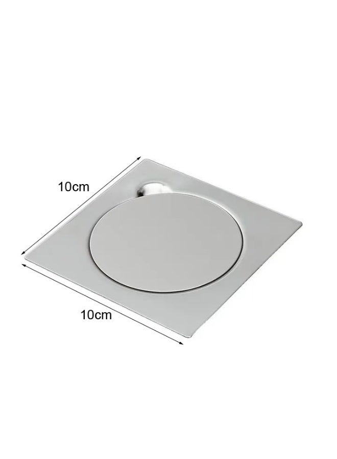 مصرف أرضي من الفولاذ المقاوم للصدأ مزود بمصفاة مانعة للانسداد وغطاء آمن للحمامات والمطابخ والدشات والساحات الخلفية والمساحات الخارجية، 10 × 10 سم - Image 4