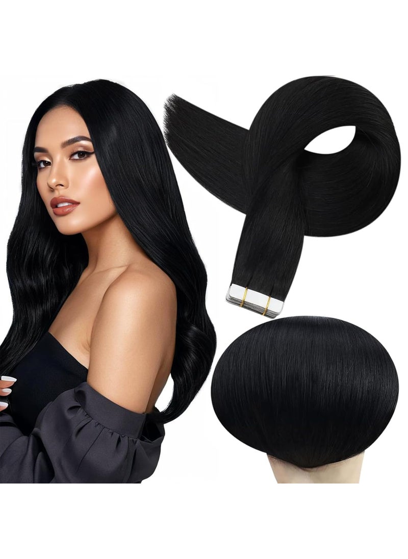 Full Shine Full Shine Tape in Hair Extensions Human Hair 18Inch Remy Tape ins Human Hair Extensions Color 1 Jet Black Fashion Human Hair Extension Hair Extension Human Hair 20Pcs 50G Add Length for Wedding 