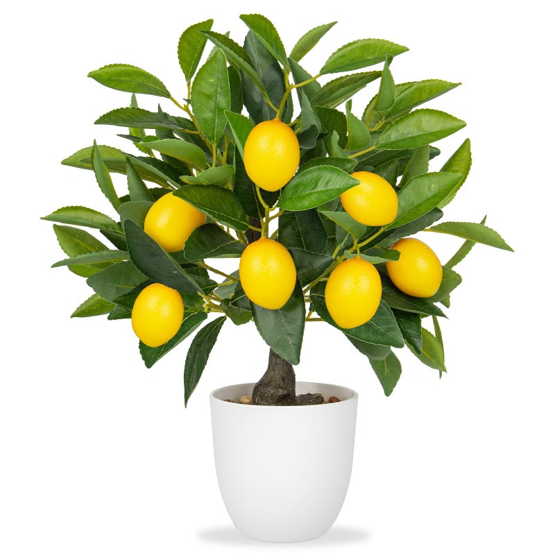Hollyone 40CM Artificial Lemon Plant in Pot Fake Potted Plant Decorative Faux Plants Small Faux Lemon Tree for Bedroom Living Room Bathroom Desk Table Kitchen Home Decor