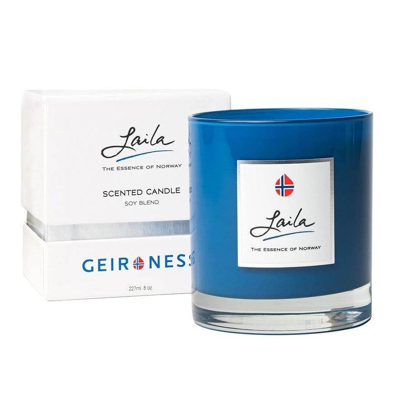 شمعة عطرية من عطر لaila من Geir Ness - شموع معطرة من شمع الصويا للمنزل، الحمام وغرفة السبا - فتيل قطن - احتراق ورائحة تدوم طويلاً - شمعة عطرية برائحة نظيفة مريحة