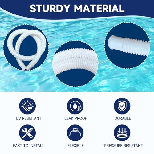 BEFANS Pool Hoses for Above Ground Pools, 3 Pack 1.25 x 59 Inch Pool Filter Pump Hoses, Compatible with Intex Pool Filter Pump 607, 637 With 6 Metal Clamps - Image 3