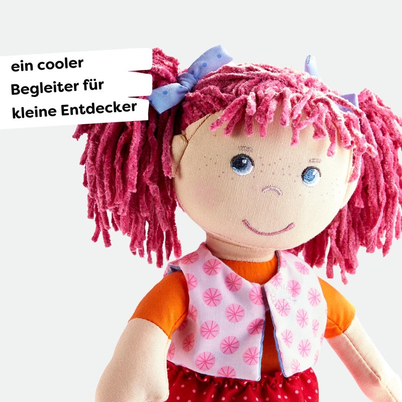 HABA Lilli-Lou 12" Soft Doll with Pink Hair in Pigtails, Blue Eyes & Embroidered Face, Machine Washable Baby Doll for Ages 18 Months+ - Image 5