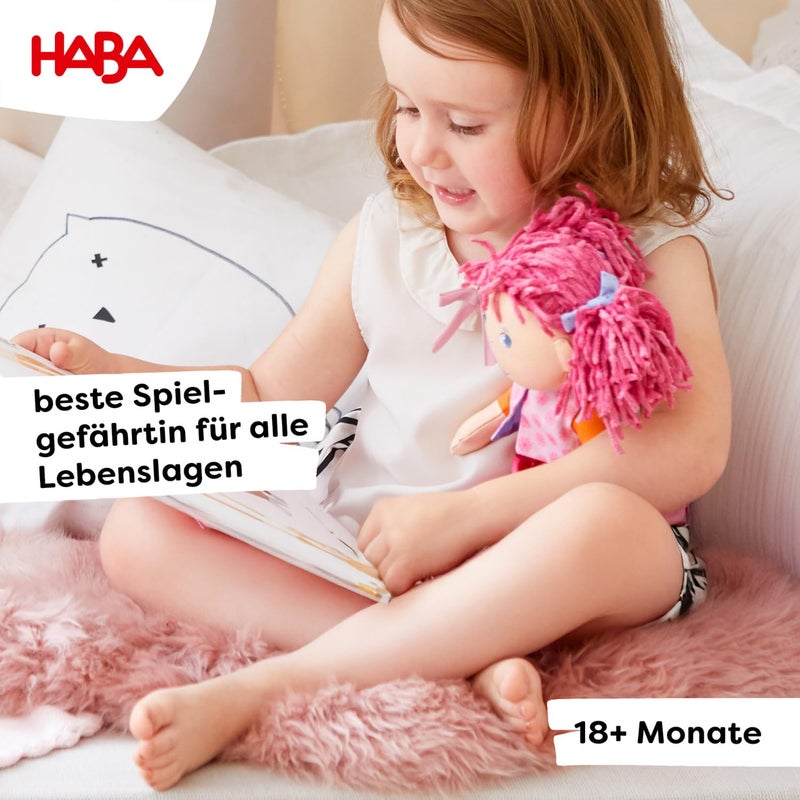 HABA Lilli-Lou 12" Soft Doll with Pink Hair in Pigtails, Blue Eyes & Embroidered Face, Machine Washable Baby Doll for Ages 18 Months+ - Image 2