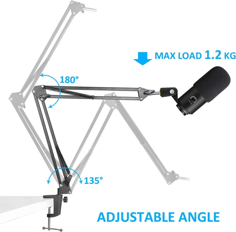 SUNMON K669B Mic Boom Arm with Foam Windscreen, Suspension Boom Scissor Arm Stand with Pop Filter Cover Compatible with Fifine K669B Microphone by - Image 3