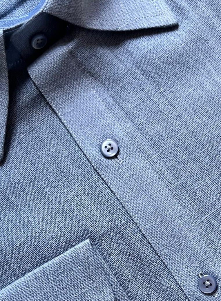 ecotattva 100% Pure Cotton Formal Shirt - Men's Blue Color - Full Sleeve Cotton Shirt - Image 4