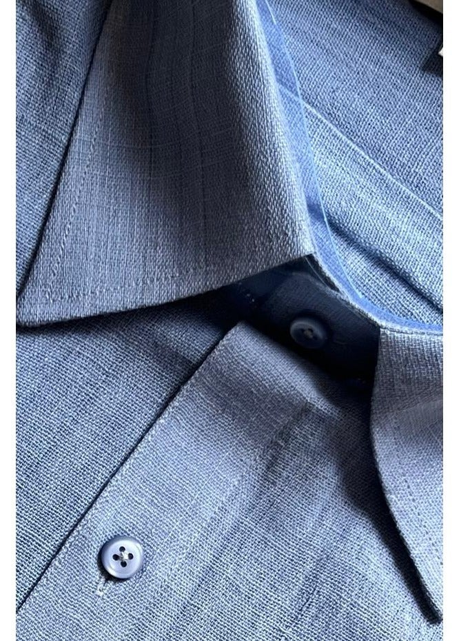 ecotattva 100% Pure Cotton Formal Shirt - Men's Blue Color - Full Sleeve Cotton Shirt - Image 2