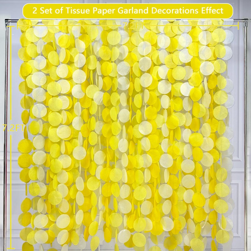 pinkblume 192Ft Yellow Party Decorations Ombre Yellow White Big Polka Dots Backdrop Streamer Gradient Yellow Tissue Paper Circle Dot Hanging Garland for Lemon Bee Sunflower Birthday Baby Shower Party Supplies - Image 3