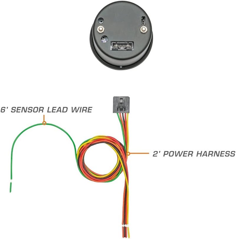 GLOWSHIFT Tinted 7 Color Adjustable Fuel Level Gauge for Gas & Diesel Vehicles - Select Various OHM Ranges - Includes Wiring - Multi-Color Display - Black Dial - Smoked Lens - 2-1/16" 52mm - Image 2