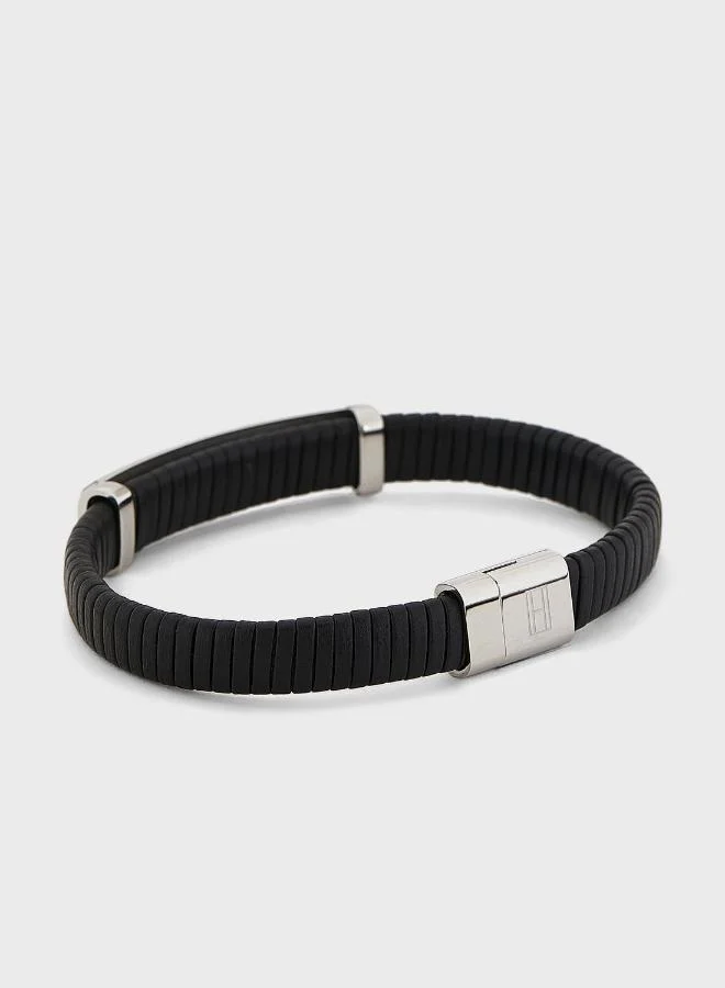 TOMMY HILFIGER Mens Leather Bracelet Black - 2790349