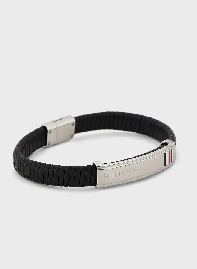 TOMMY HILFIGER Mens Leather Bracelet Black - 2790349