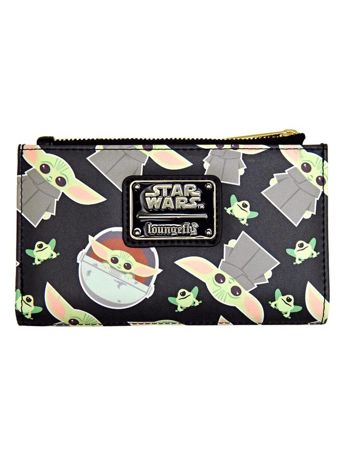Loungefly Star Wars The Mandalorian Baby Yoda All Over Print Faux Leather Wallet  - Image 1