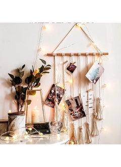 Macrame Photo Display Wall Hanging. Picture Organizer with 10 Wooden Clips & Fairy LED String Lights - pzsku/ZDDCA5D4525BC1E3E0081Z/45/_/1713259941/a1105428-5951-477d-b69d-0211503af14a