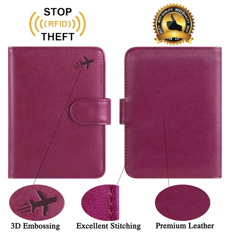PASCACOO Passport Holder Cover Wallet RFID Blocking Leather Card Case Travel Accessories for Women Men (Z #Purple) - Image 4