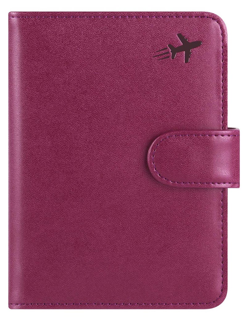 PASCACOO Passport Holder Cover Wallet RFID Blocking Leather Card Case Travel Accessories for Women Men (Z #Purple) - Image 1