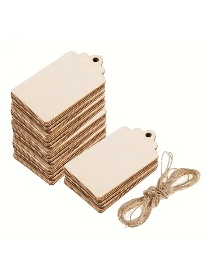 Natural Wood Grain Hanging Cards 50pcs With Hemp Rope Durable Kraft Gift Tags - Image 1