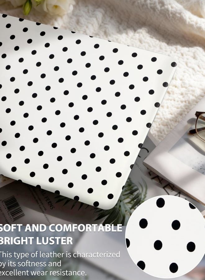 Seorsok Compatible with MacBook Air 13 Inch Case 2022 2021 2020 2019 2018 Release A1932 A2179 M1 A2337 Touch ID,Elegant Leather Plastic Hard Shell Case with Keyboard Cover,Black Polka Dots Desig,White - Image 2