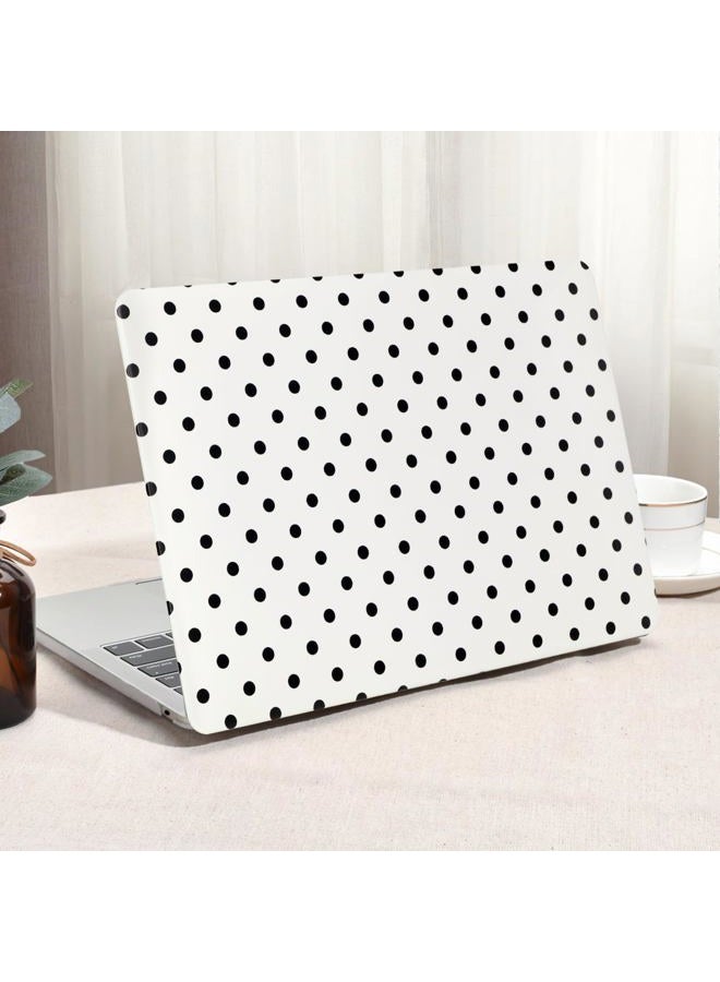 Seorsok Compatible with MacBook Air 13 Inch Case 2022 2021 2020 2019 2018 Release A1932 A2179 M1 A2337 Touch ID,Elegant Leather Plastic Hard Shell Case with Keyboard Cover,Black Polka Dots Desig,White - Image 1