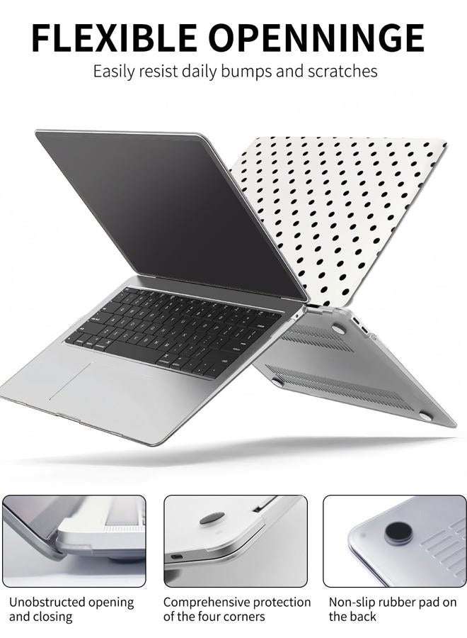 Seorsok Compatible with MacBook Air 13 Inch Case 2022 2021 2020 2019 2018 Release A1932 A2179 M1 A2337 Touch ID,Elegant Leather Plastic Hard Shell Case with Keyboard Cover,Black Polka Dots Desig,White - Image 5