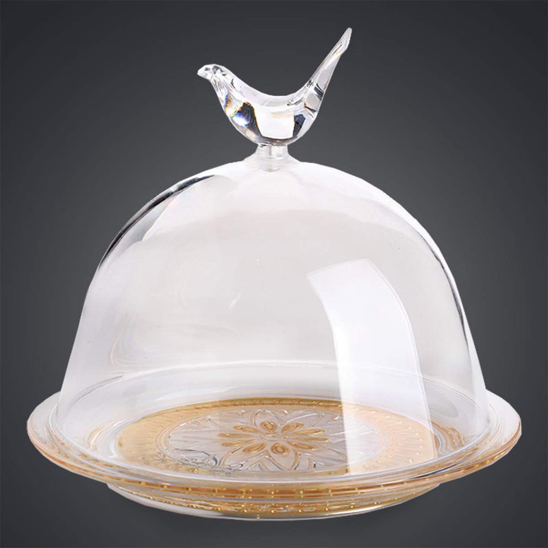 Soleter Acrylic Cake Stand with Dome Cover & Bird Finial – Clear/Gold, Shatterproof Reusable Cloche with Gold Floral Pattern Base, Eco-Friendly Premium Serveware for Desserts, Weddings & Special Occasions - Image 3