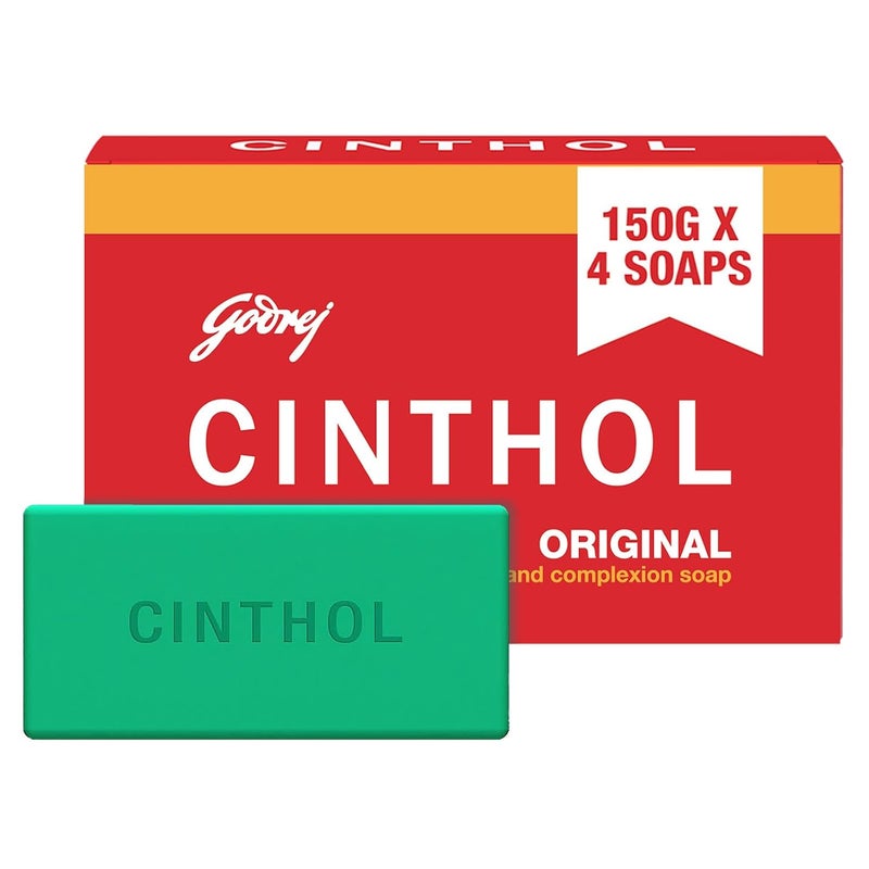 Cinthol Original Soap 150g Pack of 4 Germ Protection Soaps For Bath Grade 1 Soap For All Skin Types - Image 1