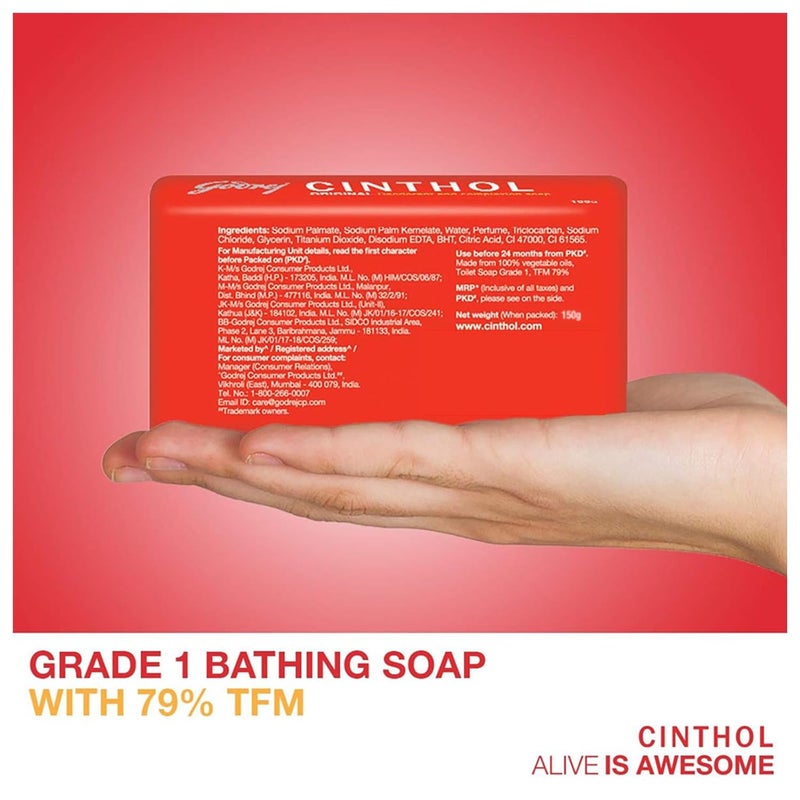 Cinthol Original Soap 150g Pack of 4 Germ Protection Soaps For Bath Grade 1 Soap For All Skin Types - Image 5