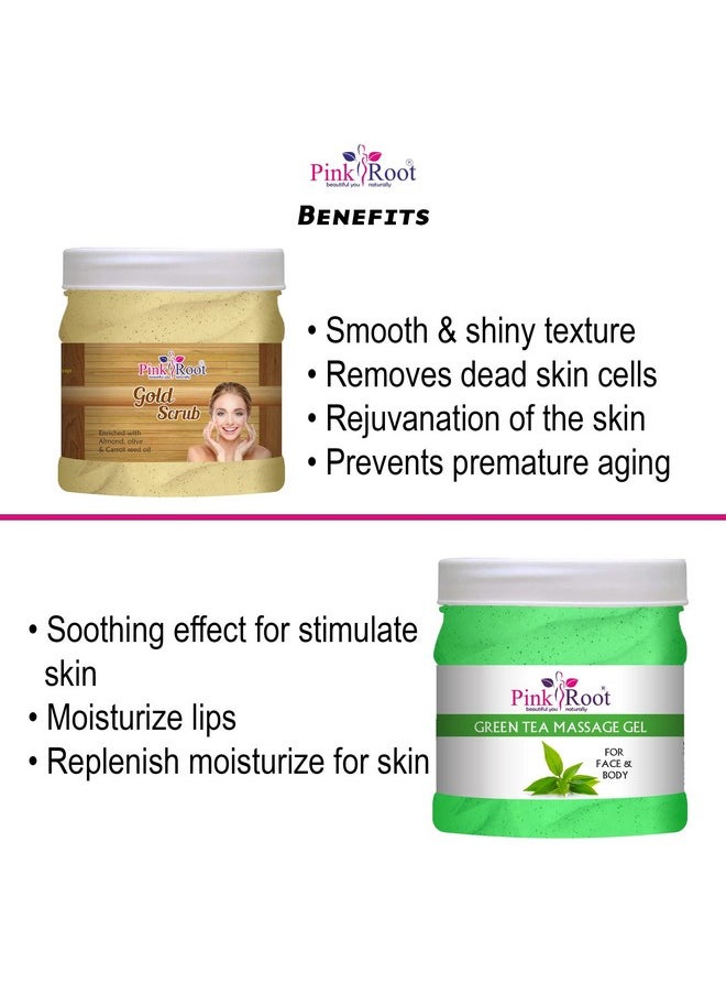 Pink Root - Pink Root Green Tea Massage Gel 500ml with Gold Scrub 500ml - Image 1