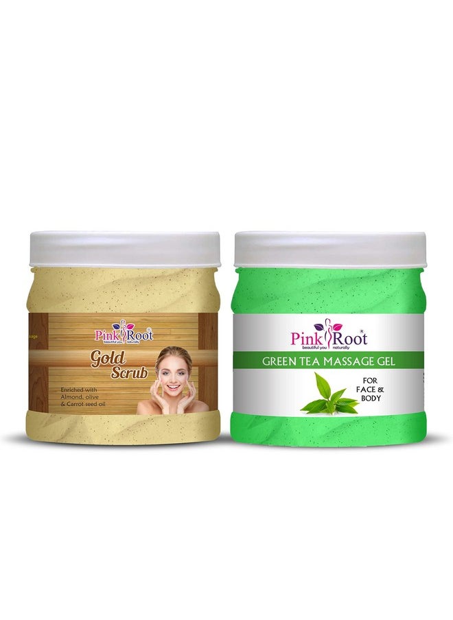 Pink Root - Pink Root Green Tea Massage Gel 500ml with Gold Scrub 500ml - Image 1
