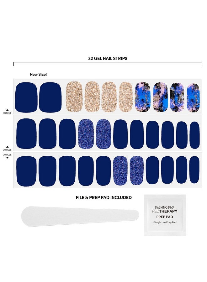 Dashing Diva Gloss Nail Strips - Blue Vixon | UV Free, Chip Resistant, Long Lasting Gel Nail Stickers | Contains 32 Nail Wraps, 1 Prep Pad, 1 Nail File - Image 3