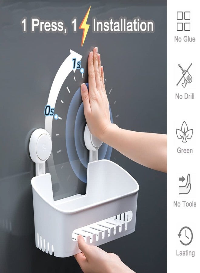 SunHorde Plastic Shower Caddy Suction Cup Shower Organizer Basket Bath Shelf, Strong Suction Power Bathroom Caddies with Fence Hooks, Kitchen Rack, Waterproof, Oilproof, Reusable, for Shampoo, Gel - Image 3