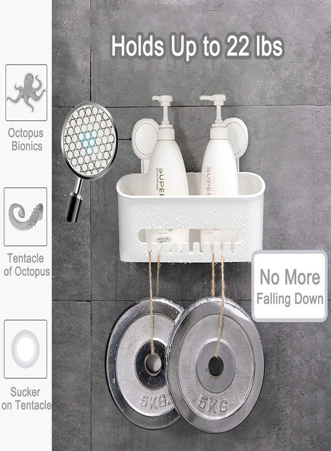 SunHorde Plastic Shower Caddy Suction Cup Shower Organizer Basket Bath Shelf, Strong Suction Power Bathroom Caddies with Fence Hooks, Kitchen Rack, Waterproof, Oilproof, Reusable, for Shampoo, Gel - Image 4
