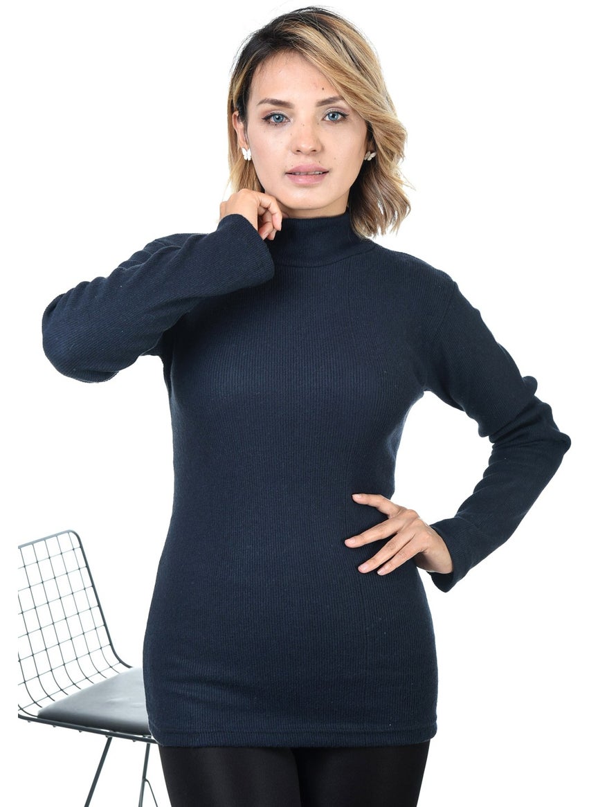 Belifanti Collection - كنزة نسائية زرقاء داكنة نصف سُترة تَركِبَة - Image 1