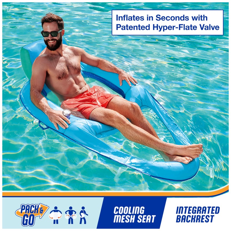 SwimWays Spring Float Premium XL Recliner Chair, Inflatable Pool Floats Adult with Fast Inflation, 25% Larger Than Recliner, Supports Up to 300 lbs - Image 2