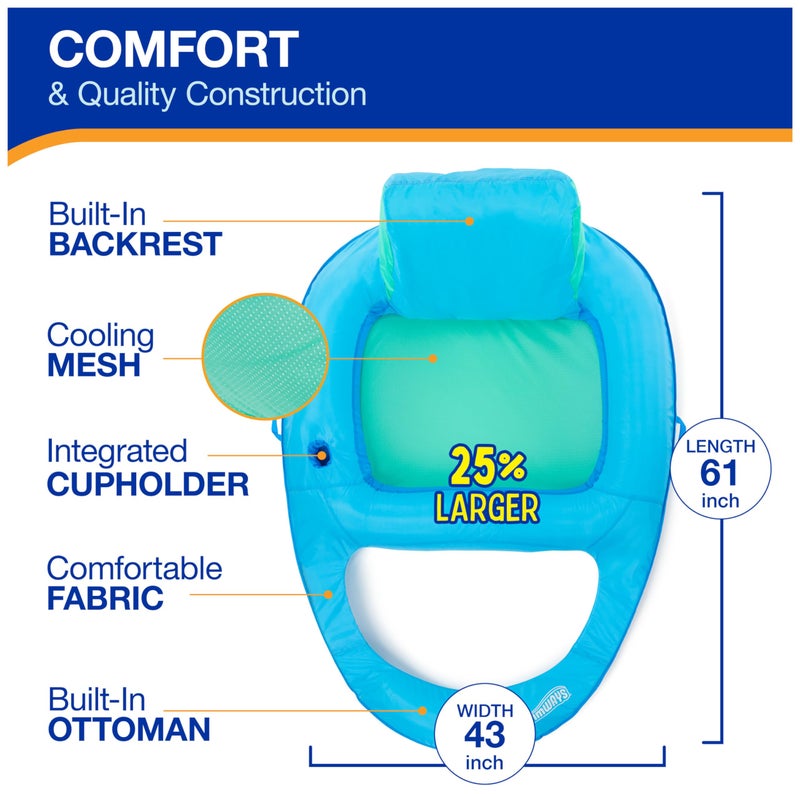 SwimWays Spring Float Premium XL Recliner Chair, Inflatable Pool Floats Adult with Fast Inflation, 25% Larger Than Recliner, Supports Up to 300 lbs - Image 3