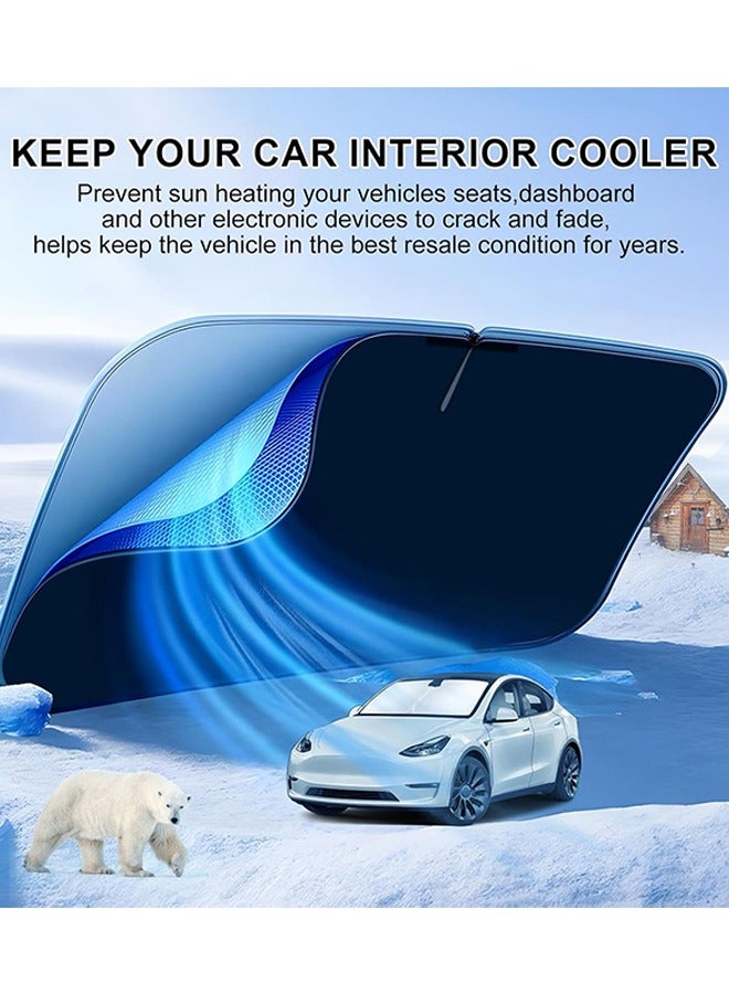 Generic Universal Car Windshield Sun Shade, Foldable Reflective Sun Shade for Car Windshield, Car Window Shades, Car Sun Shade Windshield with Overlapping Design, Car Interior Accessories  - Image 2
