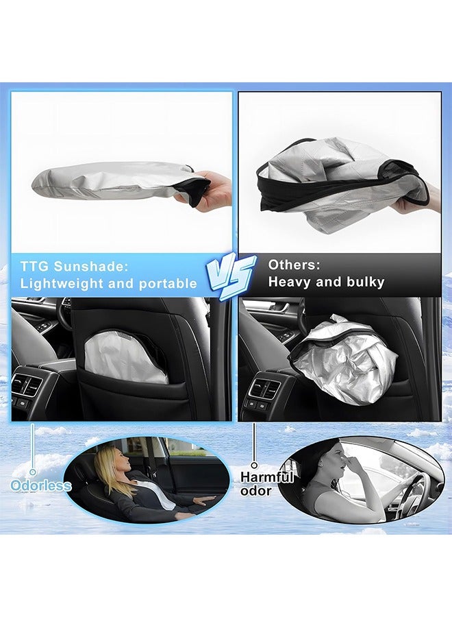 Generic Universal Car Windshield Sun Shade, Foldable Reflective Sun Shade for Car Windshield, Car Window Shades, Car Sun Shade Windshield with Overlapping Design, Car Interior Accessories  - Image 5