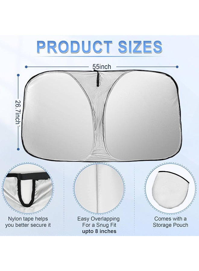 Generic Universal Car Windshield Sun Shade, Foldable Reflective Sun Shade for Car Windshield, Car Window Shades, Car Sun Shade Windshield with Overlapping Design, Car Interior Accessories  - Image 3