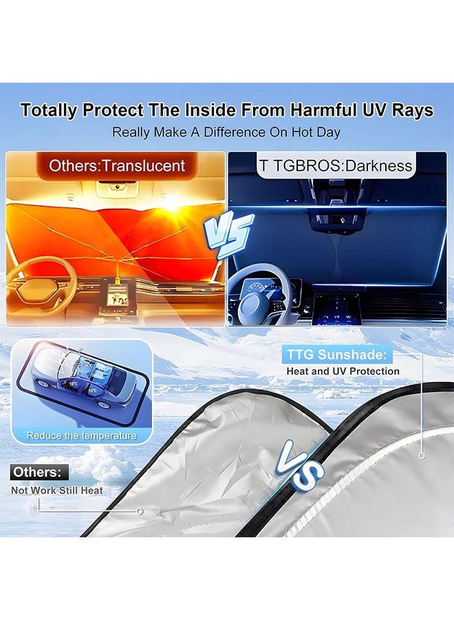 Generic Universal Car Windshield Sun Shade, Foldable Reflective Sun Shade for Car Windshield, Car Window Shades, Car Sun Shade Windshield with Overlapping Design, Car Interior Accessories  - Image 4