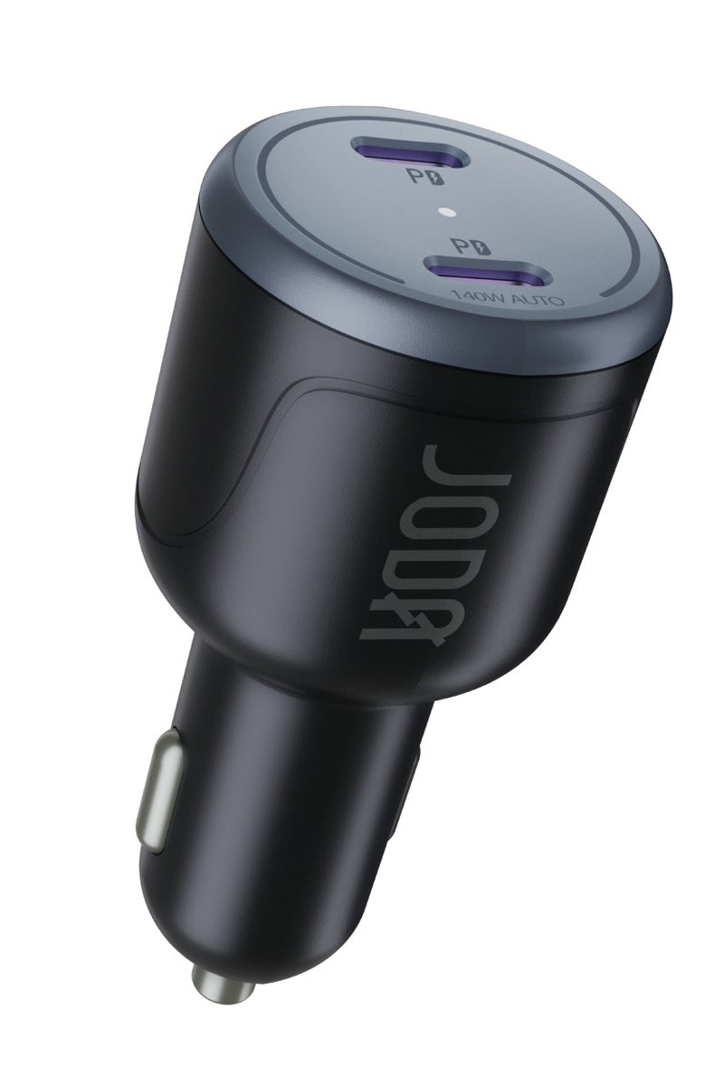 JODA CarBolt 140 140W PD USB-C Car Charger - 2-Port Fast Charging for MacBook Pro & iPhone, Universal Compatibility, LED Indicator, and Advanced Overheat Protection - Black - Image 1