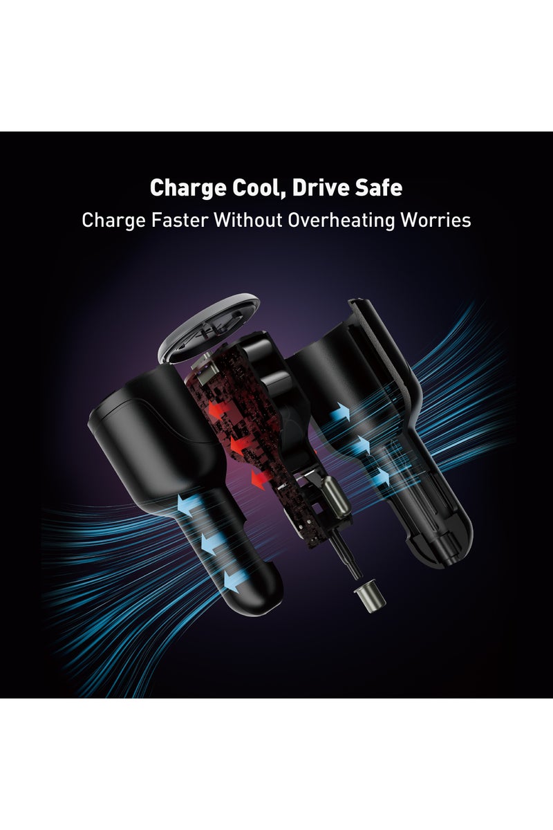 JODA CarBolt 140 140W PD USB-C Car Charger - 2-Port Fast Charging for MacBook Pro & iPhone, Universal Compatibility, LED Indicator, and Advanced Overheat Protection - Black - Image 4