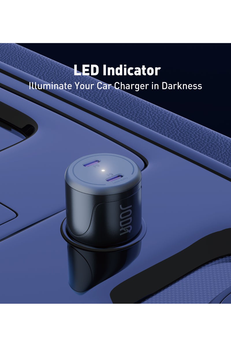 JODA CarBolt 140 140W PD USB-C Car Charger - 2-Port Fast Charging for MacBook Pro & iPhone, Universal Compatibility, LED Indicator, and Advanced Overheat Protection - Black - Image 3