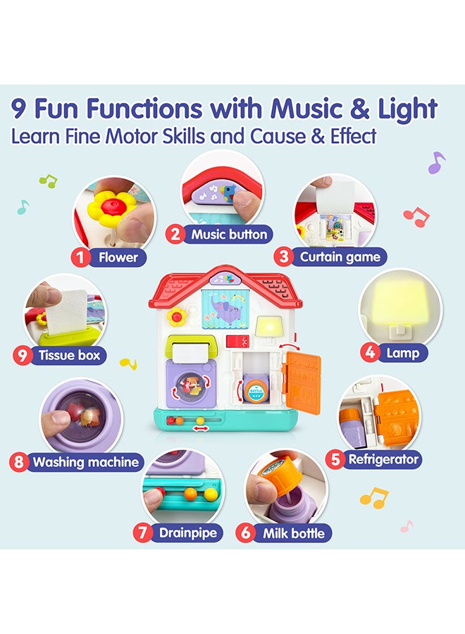 HOLA Montessori Activity Toy House for Babies 10M+ | Sensory Learning Busy House with Lights, Music, Pretend Play, Fine Motor Skills & Home Appliance Simulation | Educational Toddler Toy - Image 3