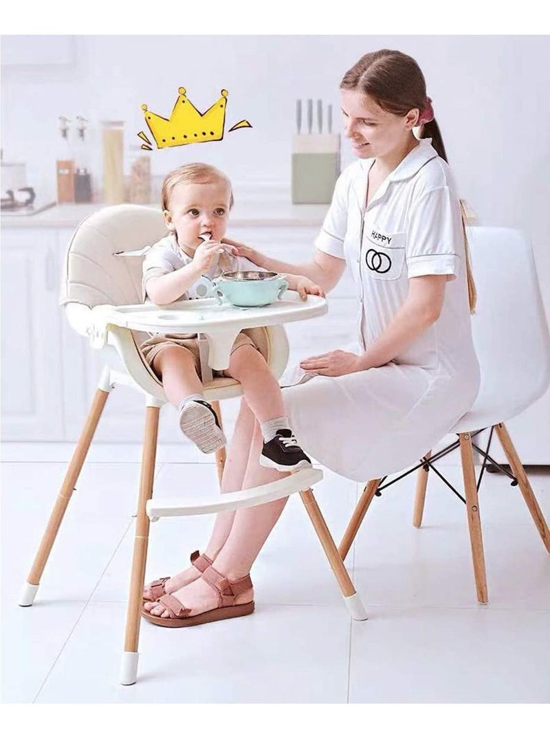 GT-Wheel Baby Dining Chair 3-in-1 Portable High Chairs， Adjustable Height Foldable Toddler Seat， Safe Toddler's Dining Chair with Meal Tray for Your Baby (white+white) - Image 2