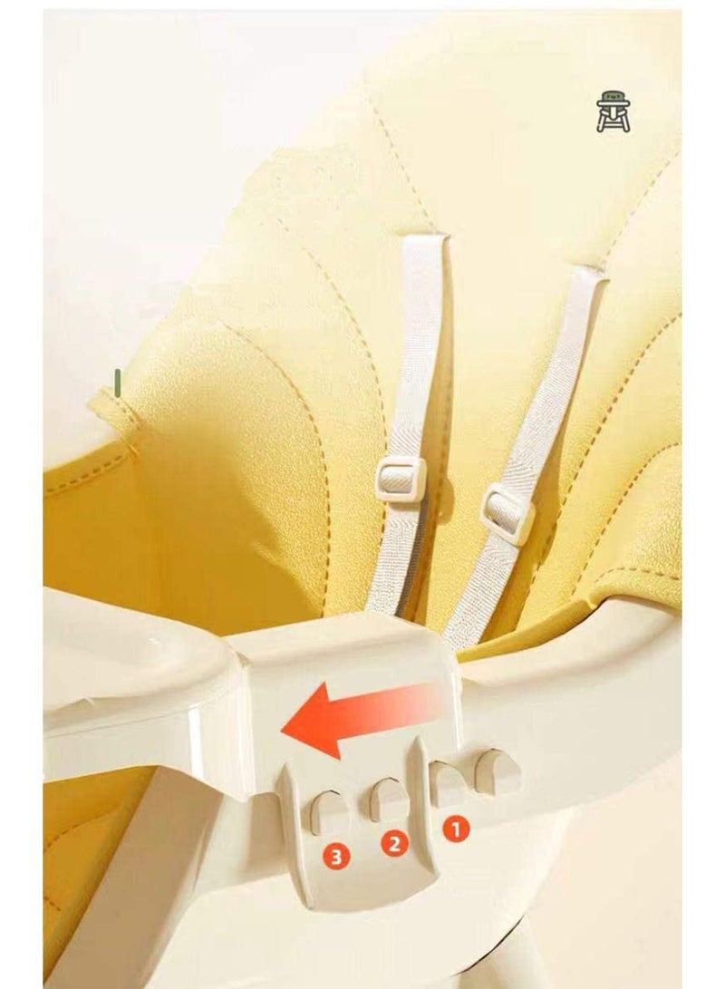 GT-Wheel Baby Dining Chair 3-in-1 Portable High Chairs， Adjustable Height Foldable Toddler Seat， Safe Toddler's Dining Chair with Meal Tray for Your Baby (white+white) - Image 5