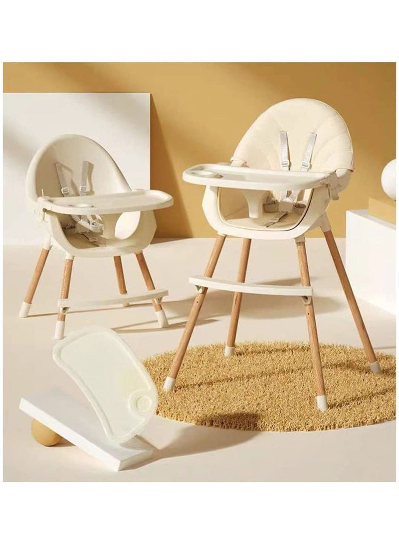 GT-Wheel Baby Dining Chair 3-in-1 Portable High Chairs， Adjustable Height Foldable Toddler Seat， Safe Toddler's Dining Chair with Meal Tray for Your Baby (white+white) - Image 1
