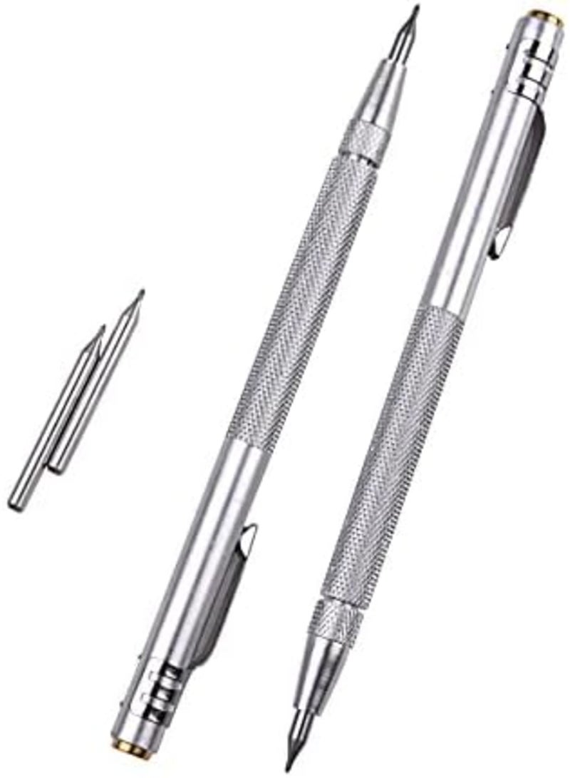 Luckam Tungsten Carbide Tip Scriber, 2 pcs Aluminium Etching Engraving Pen with 2 Replacement Marking Tip for Glass, Ceramics, Metal Sheet - Image 1