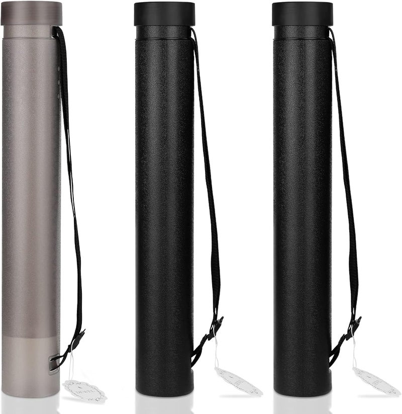 DEWEL Poster Tube Storage,Poster Carrying Case,Blueprint Case Telescoping Art Tube,Extendable Poster Tubes Expand from 22” to 34” with Strap for Artworks, Drafting and Scrolls,Black/Brown 3 Packs - Image 1
