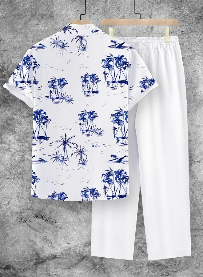 Take Two Take Two Graphic Print Button Up Shirt and Pants Co-Ords