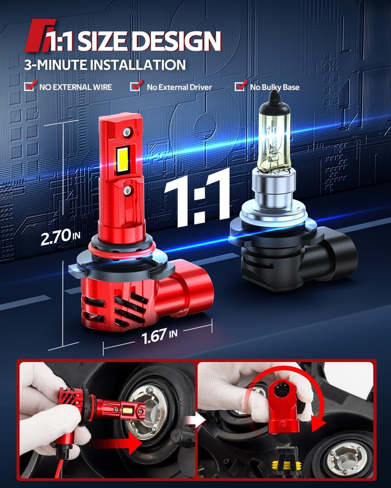 Torchbeam 2025 9006 Bulbs Combo, 9006 45000LM Fog Light Powersports Bulbs for ATVS,3 Minutes Installation,1:1 Size Plug and Play,Pack of 2 - Image 5