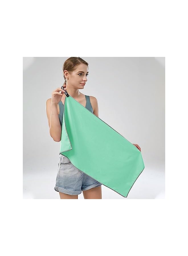 Zaboon Drying Microfiber Towels Set - Ideal For Travel, Beach, Gym & Camping - Light & Compact - 2 Pack (40X80Cm & 76X152Cm) - Mint Green Color - Image 3