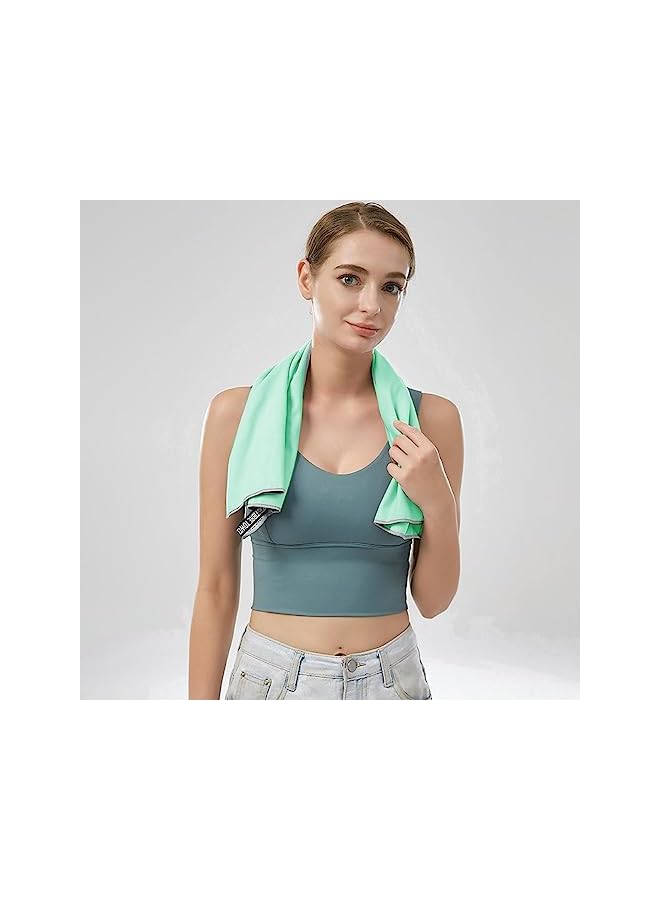 Zaboon Drying Microfiber Towels Set - Ideal For Travel, Beach, Gym & Camping - Light & Compact - 2 Pack (40X80Cm & 76X152Cm) - Mint Green Color - Image 2